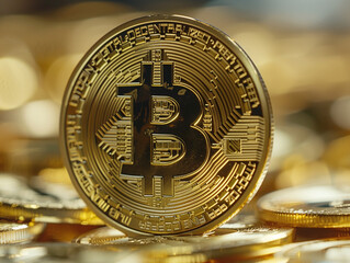 Close up to a Bitcoin coin - 766870109