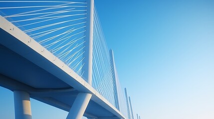 A High cable-stayed bridge with steel pylons. Backlight.