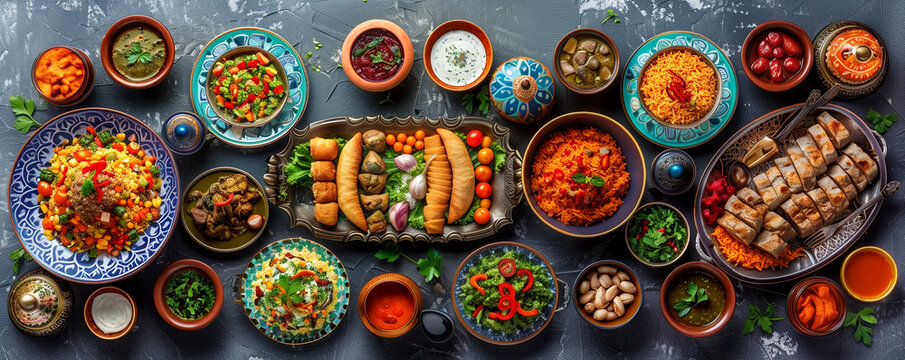 Image of food during the holy month of Ramadan. National dishes. Traditions and culture