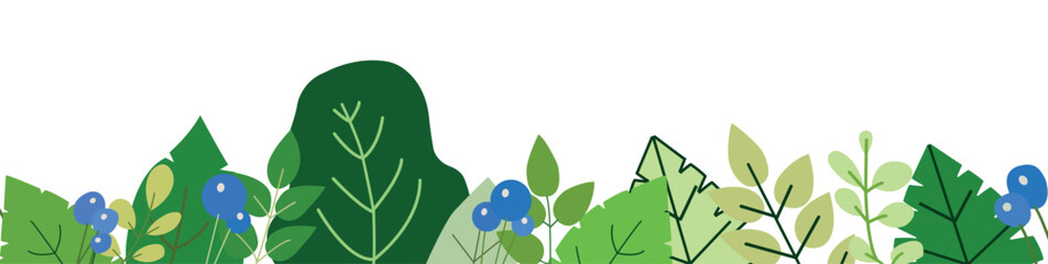 Tropical pattern with blueberries on a white background. Vector of green tropical leaves with blueberries on a white background. Eco-concept, banner. Put your logo on it. Vector Illustration EPS 10