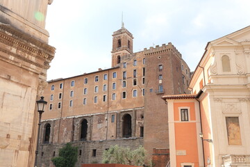 Palazzo Senatorio Exterior View from the Roman Forum in Rome, Italy