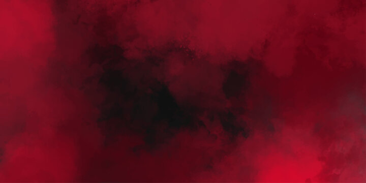Maroon Fog or smoke color isolated background for effect, text or copy space. Red and black mix as a background of clouds and fog. Black and red wallpaper, decoration or design.
