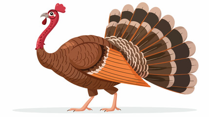 Cartoon Turkey flat vector isolated on white background
