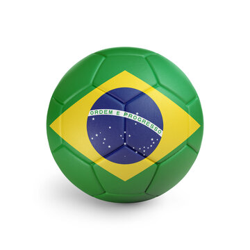 recommend clip art: Soccer ball with Brazil team flag, isolated on white background