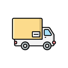 Color Line Delivery Truck vector icon