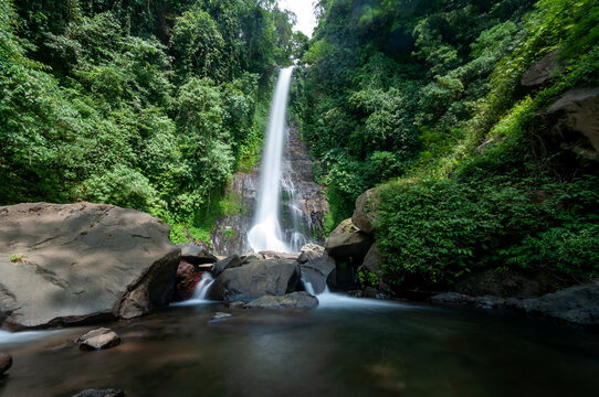 Long exposure of Gitgit waterfall in Singaraja Bali