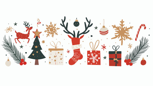 Christmas Card flat vector isolated on white background