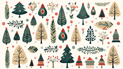 Christmas Vintage Png flat vector isolated on white background