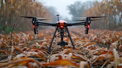 Using unmanned aerial vehicle in agriculture to add fertilizer and spray insect repellent.