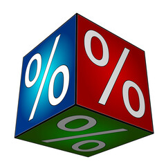 Cube with percent symbol - 3D illustration