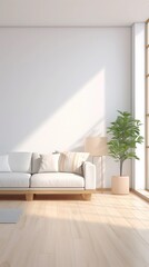 Modern room, sun rays on the wall. Luxury and minimalism.