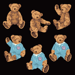 Cute bear vector illustration collection,
