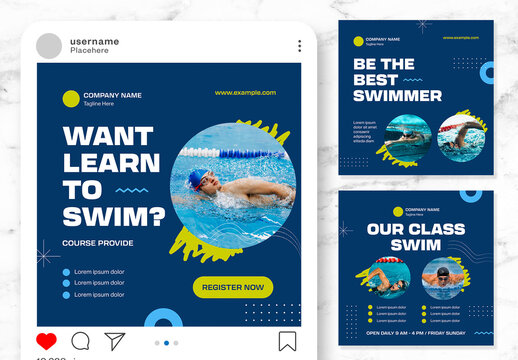 Blue and Green Sosmed Swimming Club