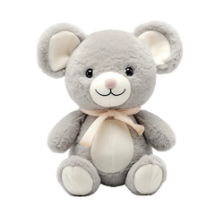 A Cute stuffed little mouse toy, isolated on white background cutout.