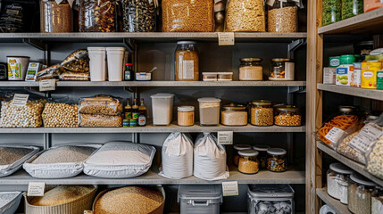 Well-Ordered Pantry Abundant with Nutrient-Rich Foods - obrazy, fototapety, plakaty