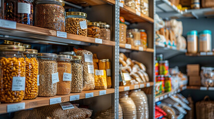 Well-Ordered Pantry Abundant with Nutrient-Rich Foods - obrazy, fototapety, plakaty
