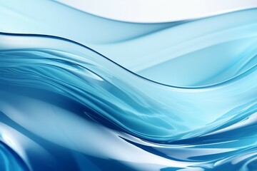 抽象テンプレート。白背景に透明感のある立体的な水色の波