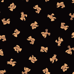 Continuous seamless pattern of cute bear illustrations,,