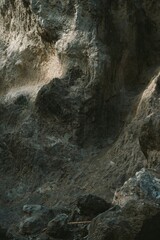 inside a cave dug deep into the mountain