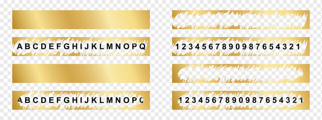 Set of golden scratch card whole and scraped textures isolated on transparent background. Collection of lotto winner, money prize, promo code, gift scratchcards templates. Vector illustration.