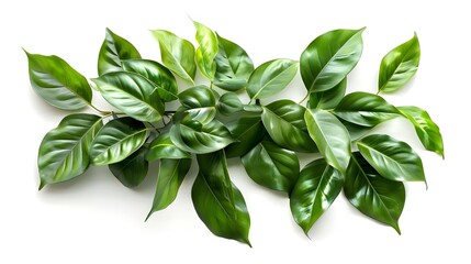 Obraz premium Isolated on a white background, the green leaf pattern of tropical plants, decorated in the form of a shrub composition, will give your interior a feeling of natural harmony and comfort.