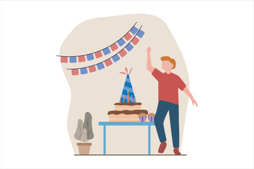 Birthday Party Flat Design Illustration