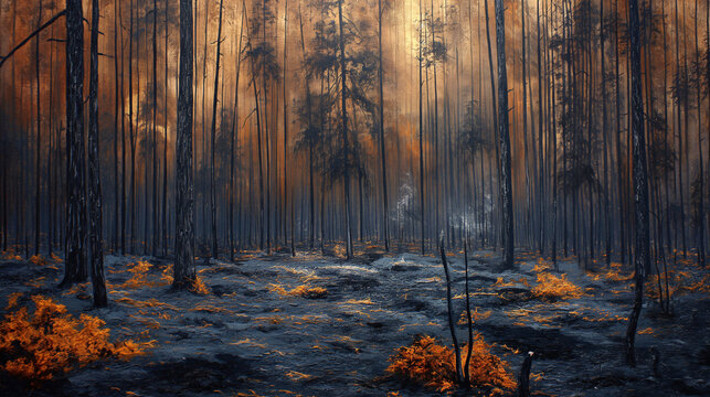 Bosque quemado despu&eacute;s de un incendio