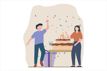 Birthday Party Flat Design Illustration