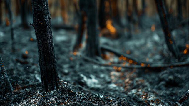 Bosque quemado despu&eacute;s de un incendio