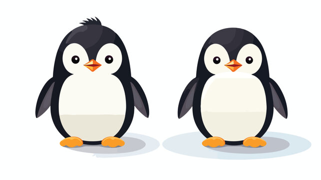 Cute Penguin flat vector isolated on white background