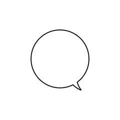 シンプルなモノクロ丸形吹き出し_主線のみ_右向き単品