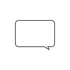 シンプルなモノクロ長方形吹き出し_主線のみ_右向き単品