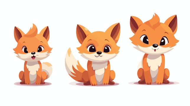 Cute sitting fox mascot character illustration 