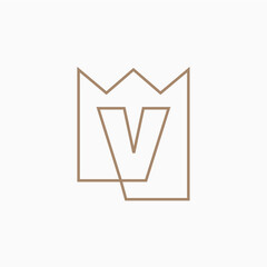 v Letter King Crown Logo Vector Icon Illustration - 766877368