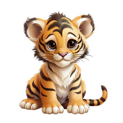 A Cute stuffed little tiger toy, isolated on white background cutout.