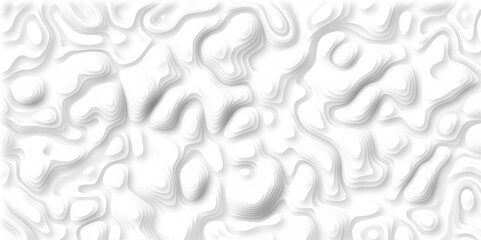 3D Papercut Stylized White topographic contour scheme and terrain. Topography grid map. Contour map background. Geographic line mountain relief. Abstract lines or wavy backdrop background.