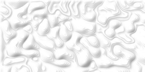 3D Papercut Stylized White topographic contour scheme and terrain. Topography grid map. Contour map background. Geographic line mountain relief. Abstract lines or wavy backdrop background.