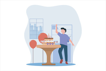 Birthday Party Flat Design Illustration