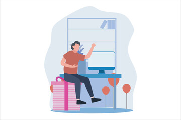 Birthday Party Flat Design Illustration