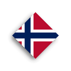 Norway flag - rhombus shape icon with dropped shadow isolated on white background