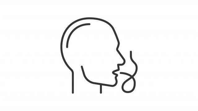 Speech disorder line animation. Animated icon of communication problem. Apraxia of speech. Difficulty speaking. Black illustration on white background. HD video with alpha channel. Motion graphic