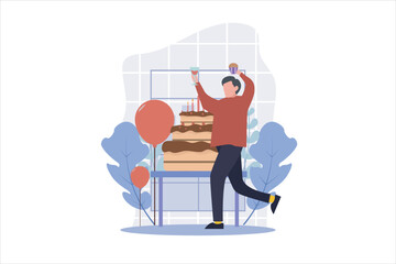 Birthday Party Flat Design Illustration