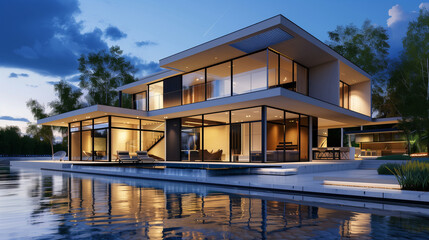 modern house on the water