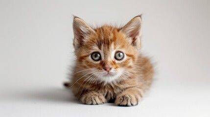 Playful ginger kitten looking at the camera