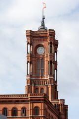 Red Town Hall at Alexanderplatz, Berlin, Germany. Red Town Hall close up.