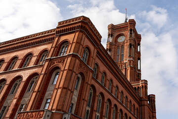 Red Town Hall at Alexanderplatz, Berlin, Germany. Red Town Hall close up.