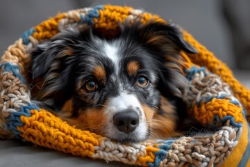 Dog Laying on Blanket on Couch