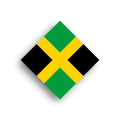Jamaica flag - rhombus shape icon with dropped shadow isolated on white background