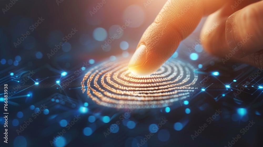 Poster An identification concept based on fingerprints. The scan serves to provide security access.