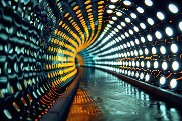 Tunnel or wormhole texture background, surface tunnel mesh 3d render concept illustration